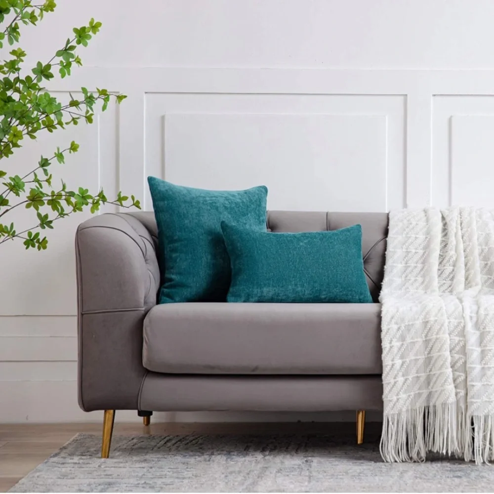 Luxury Home | Chic Teal Blue Green Soft Chenille Textured Throw Pillow Covers